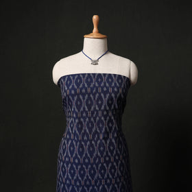 Pochampally Ikat Woven 2pc Cotton Unstitched Dress Material Kurta Set with Jewellery 15