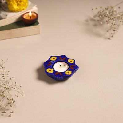 Original Blue Pottery Ceramic Tealight Candle Holder