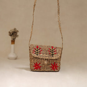 Handcrafted Natural Water Hyacinth Hand Embroidered Sling Bag 04