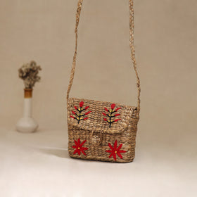Handcrafted Natural Water Hyacinth Hand Embroidered Sling Bag 04