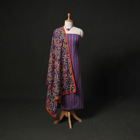 Jacquard Woven 2pc Cotton Unstitched Dress Material Kurta Set with Jewellery 16