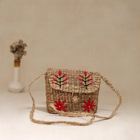 Handcrafted Natural Water Hyacinth Hand Embroidered Sling Bag 04