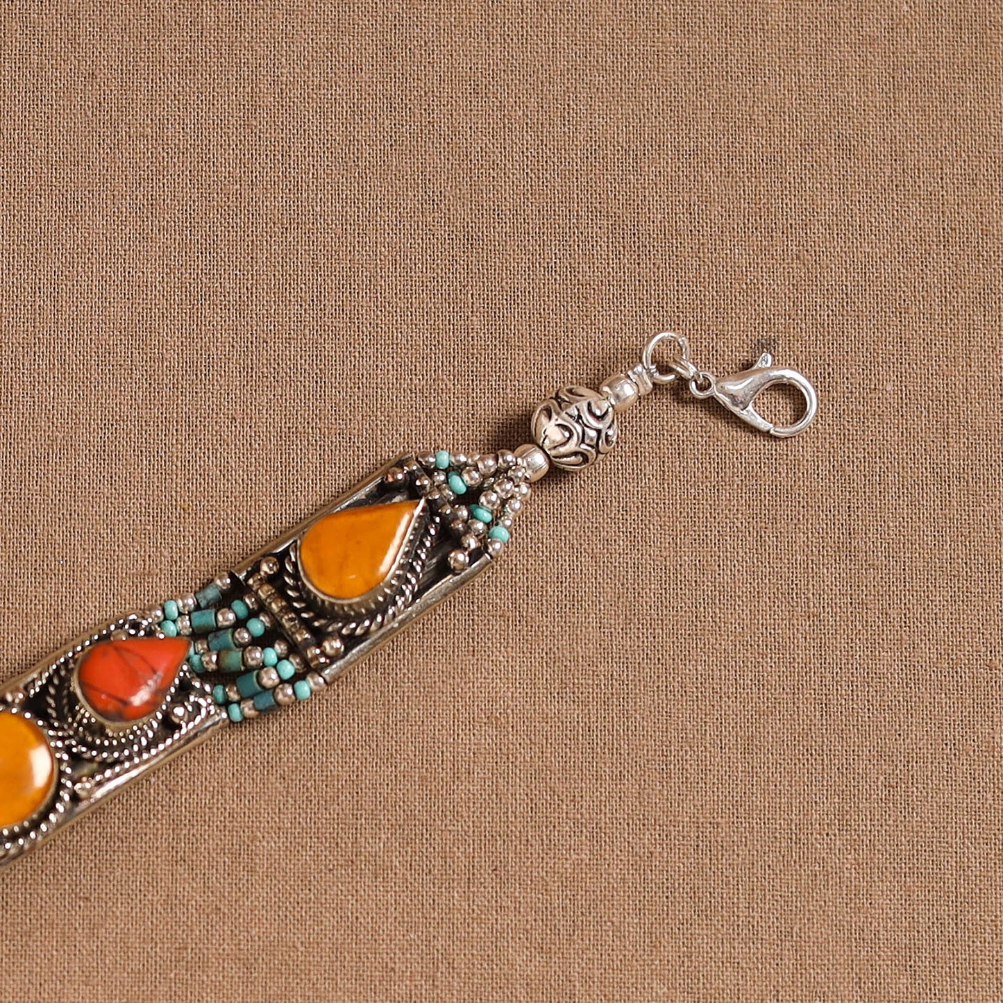 Orange - ethnic tribal tibetan metal bracelet from himalaya
