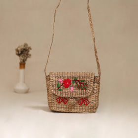 Handcrafted Natural Water Hyacinth Hand Embroidered Sling Bag 05