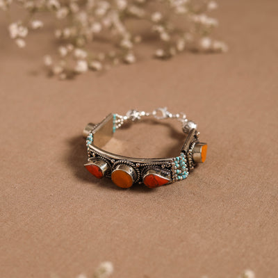 Orange - ethnic tribal tibetan metal bracelet from himalaya