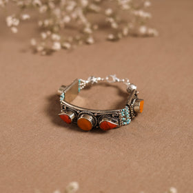 Orange - ethnic tribal tibetan metal bracelet from himalaya