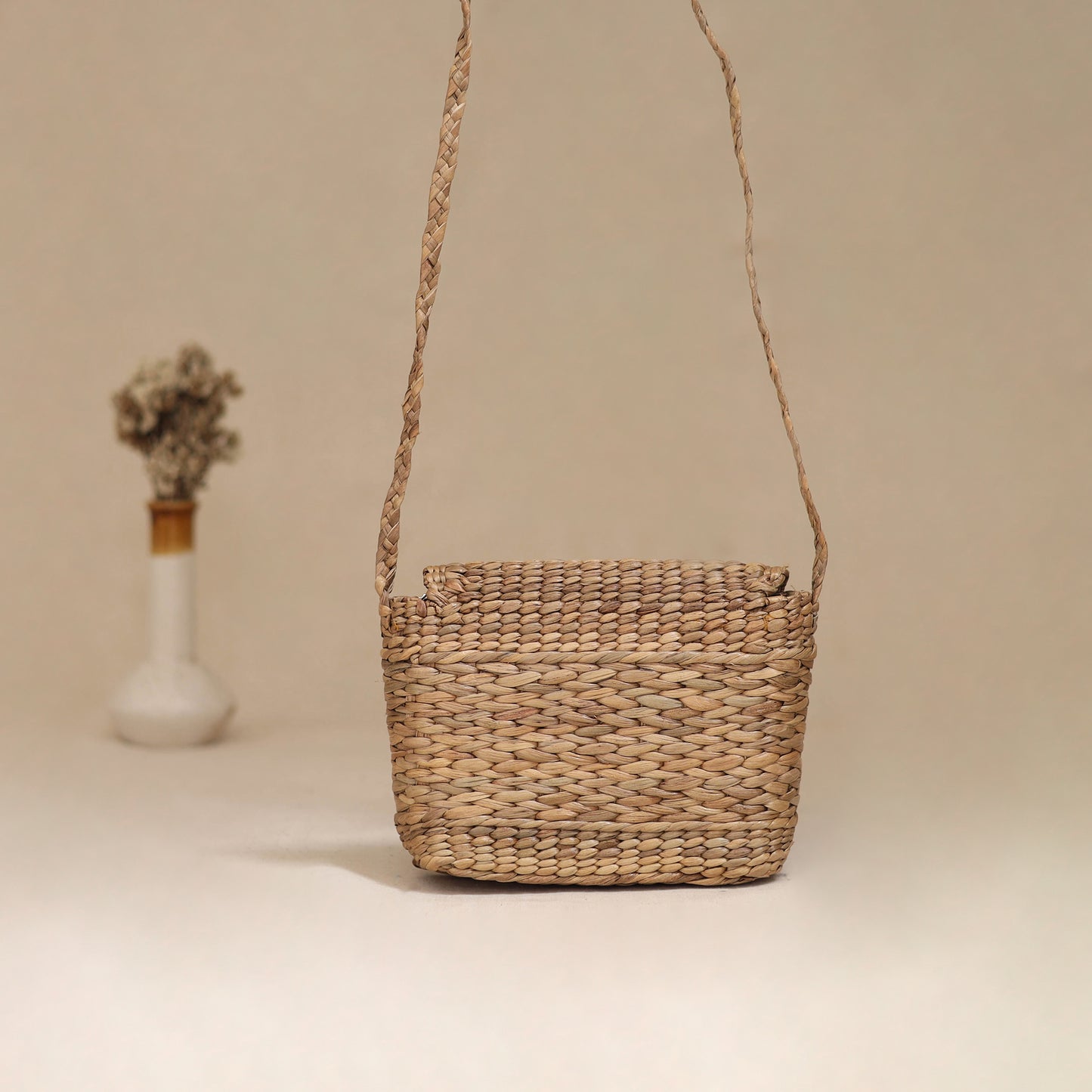 Handcrafted Natural Water Hyacinth Hand Embroidered Sling Bag 05