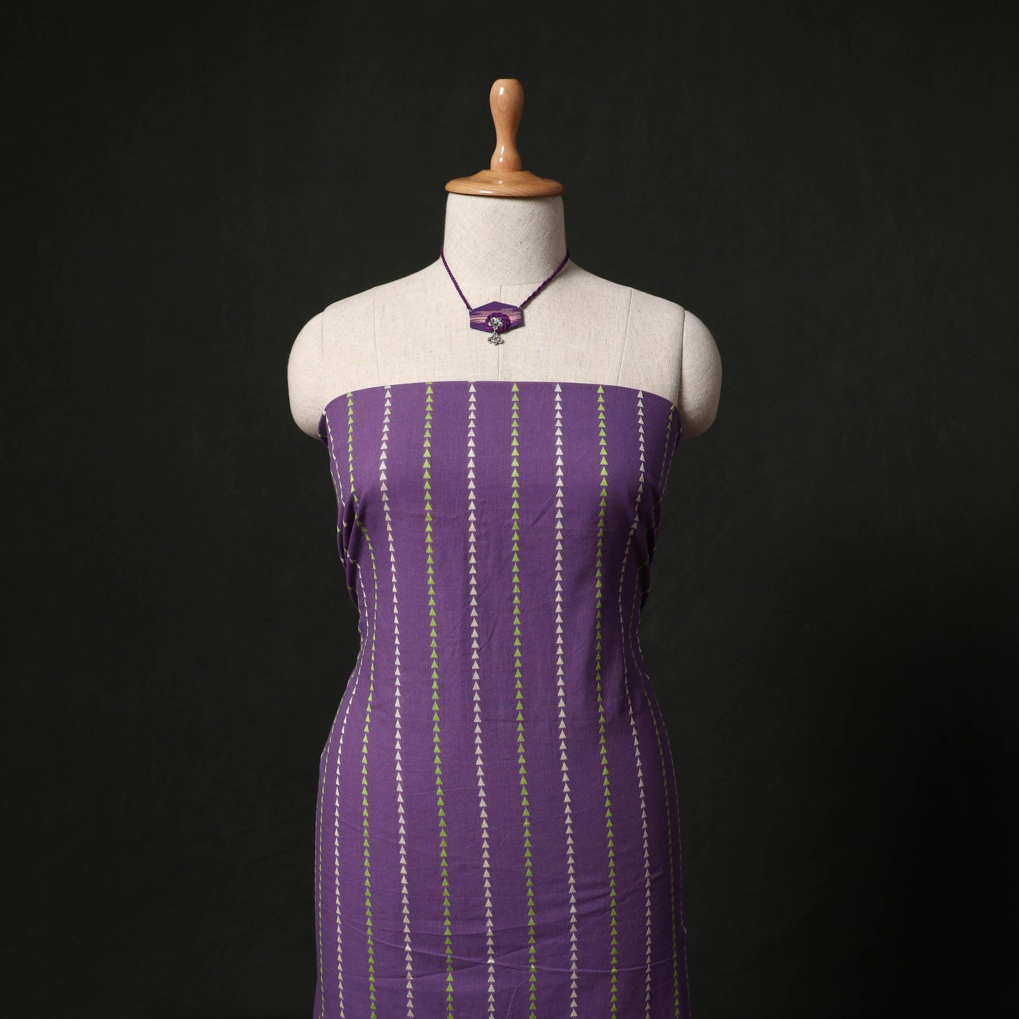 Jacquard Woven 2pc Cotton Unstitched Dress Material Kurta Set with Jewellery 16