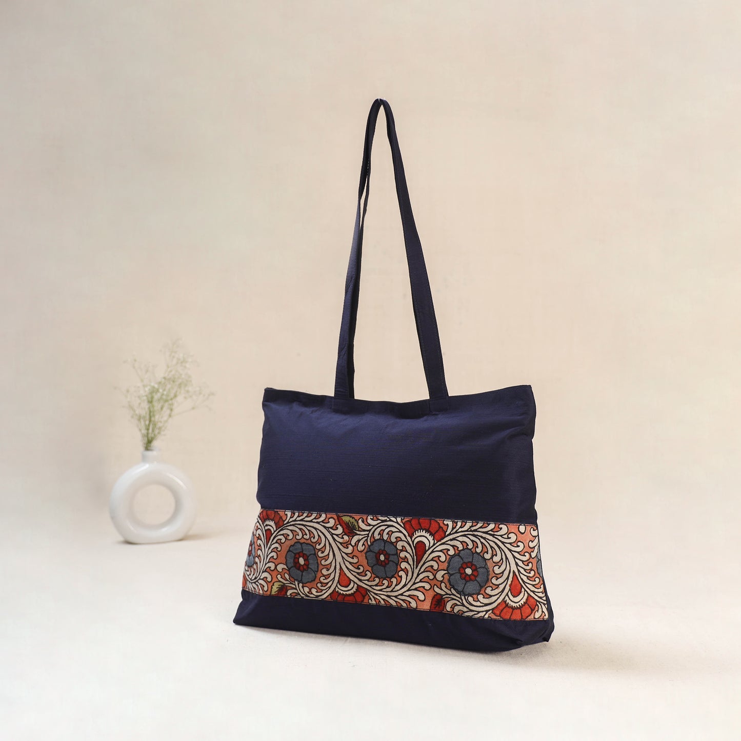 Blue - Srikalahasti Kalamkari Handpainted Shoulder Bag 12