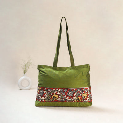 Green - Srikalahasti Kalamkari Handpainted Shoulder Bag 13
