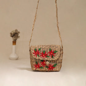 Handcrafted Natural Water Hyacinth Hand Embroidered Sling Bag 06