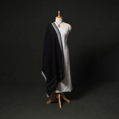 Jacquard Woven 2pc Cotton Unstitched Dress Material Kurta Set with Jewellery 17