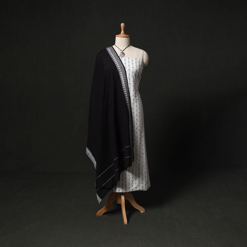 Jacquard Woven 2pc Cotton Unstitched Dress Material Kurta Set with Jewellery 17