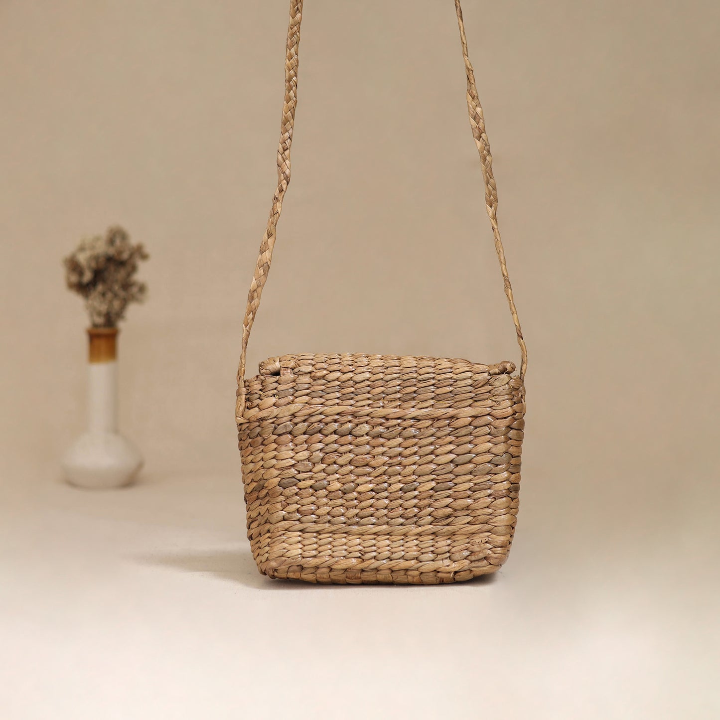 Handcrafted Natural Water Hyacinth Hand Embroidered Sling Bag 06
