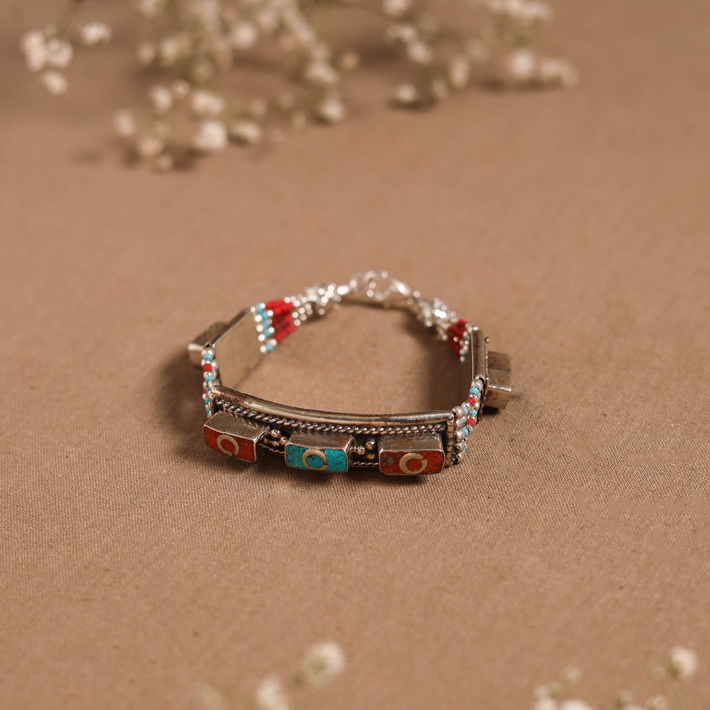 Multicolor - ethnic tribal tibetan metal bracelet