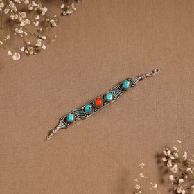 Blue - ethnic tribal tibetan metal bracelet from himalaya