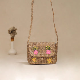 Handcrafted Natural Water Hyacinth Hand Embroidered Sling Bag 07