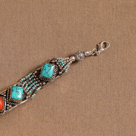 Blue - ethnic tribal tibetan metal bracelet from himalaya