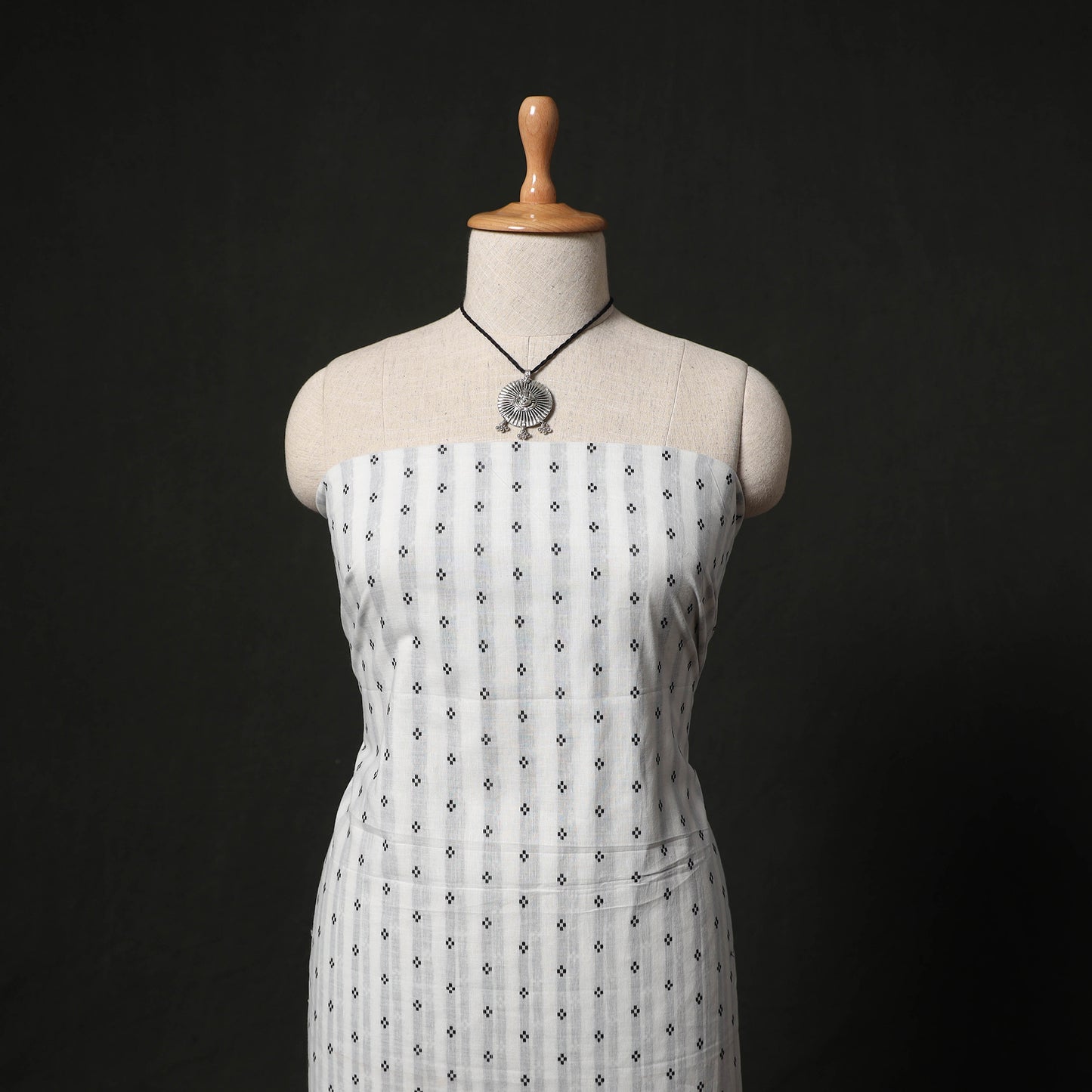 Jacquard Woven 2pc Cotton Unstitched Dress Material Kurta Set with Jewellery 17