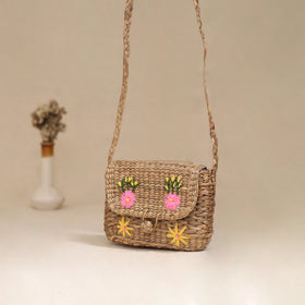 Handcrafted Natural Water Hyacinth Hand Embroidered Sling Bag 07