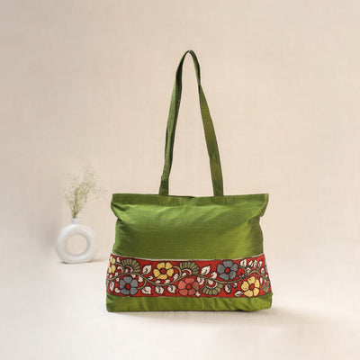 Green - Srikalahasti Kalamkari Handpainted Shoulder Bag 15
