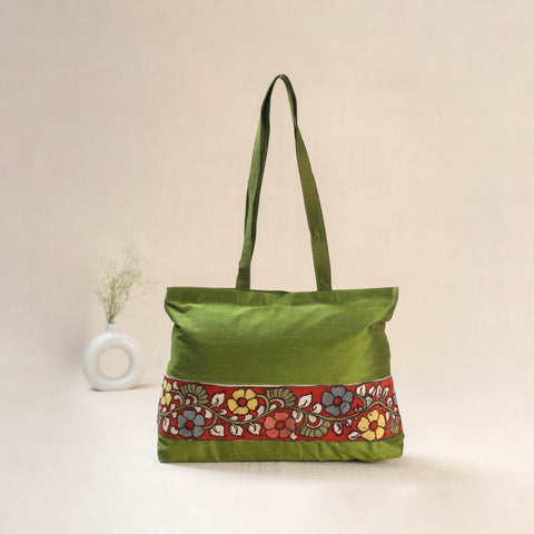 Green - Srikalahasti Kalamkari Handpainted Shoulder Bag 15