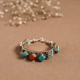 Blue - ethnic tribal tibetan metal bracelet from himalaya