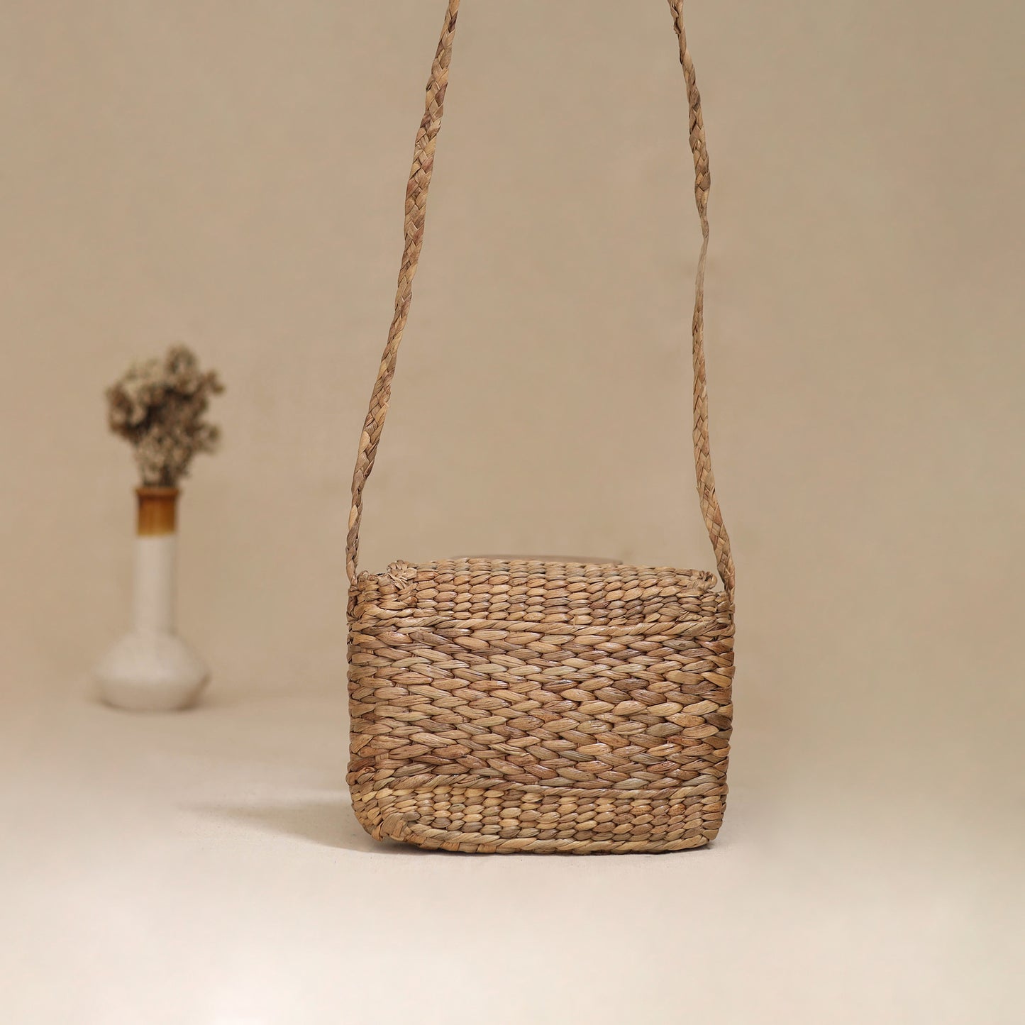 Handcrafted Natural Water Hyacinth Hand Embroidered Sling Bag 07