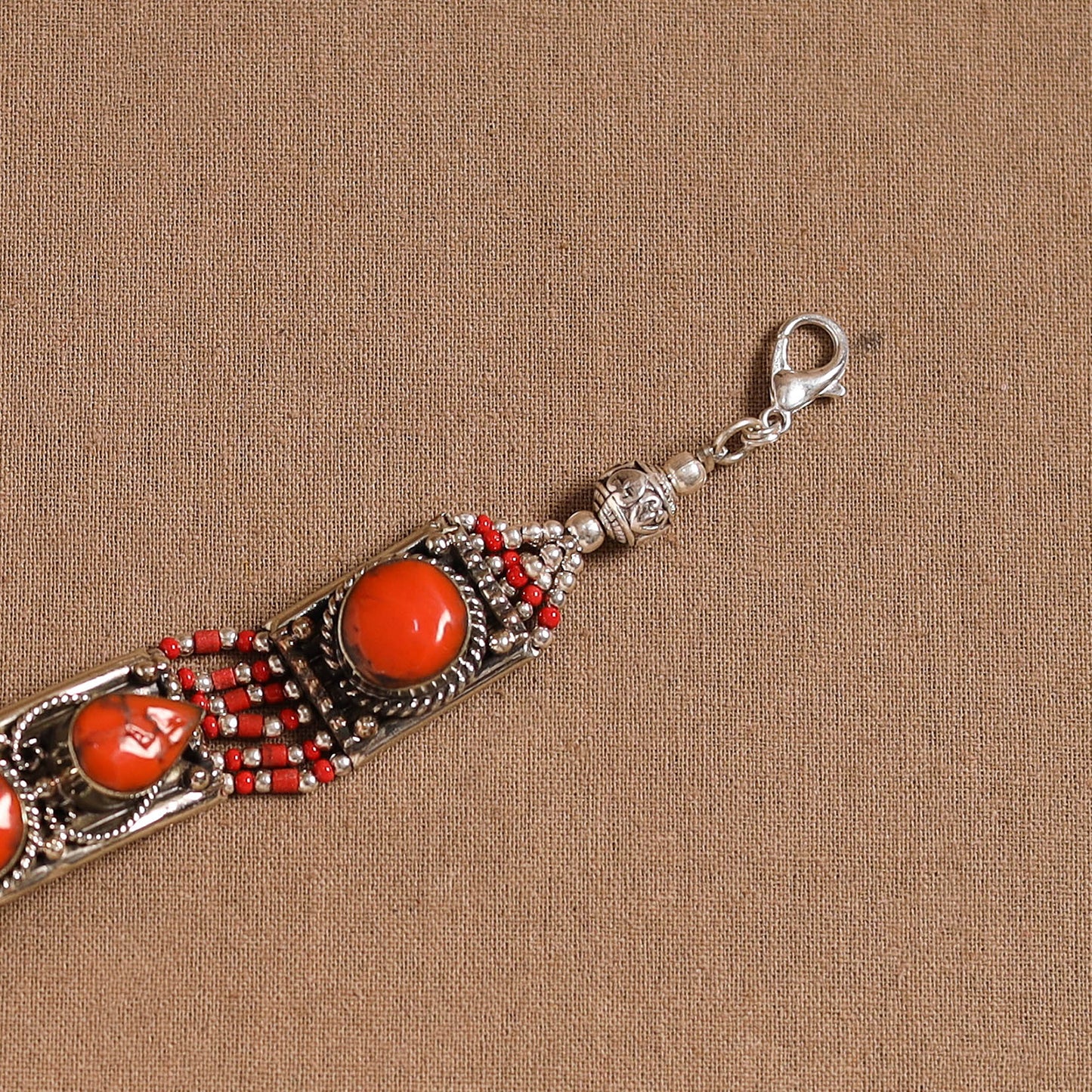 Orange - ethnic tribal tibetan metal bracelet from himalaya
