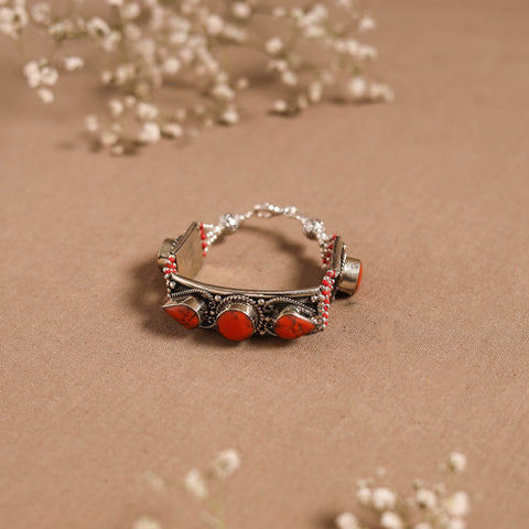Orange - ethnic tribal tibetan metal bracelet from himalaya