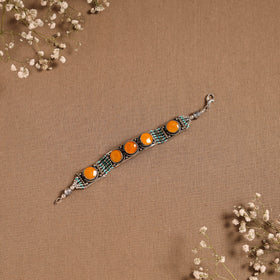 Orange - ethnic tribal tibetan metal bracelet from himalaya