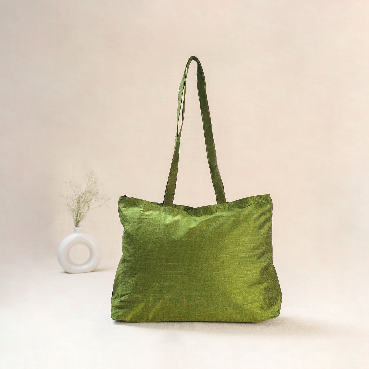 Green - Srikalahasti Kalamkari Handpainted Shoulder Bag 16