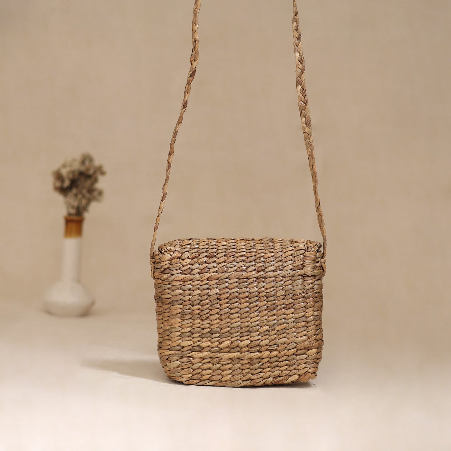 Handcrafted Natural Water Hyacinth Hand Embroidered Sling Bag 08