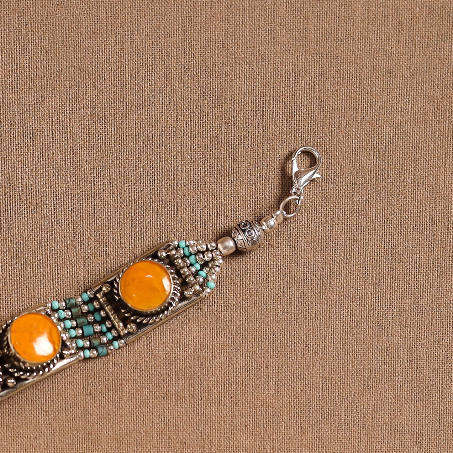 Orange - ethnic tribal tibetan metal bracelet from himalaya