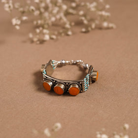 Orange - ethnic tribal tibetan metal bracelet from himalaya