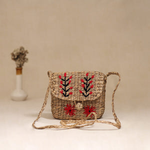 Handcrafted Natural Water Hyacinth Hand Embroidered Sling Bag 08