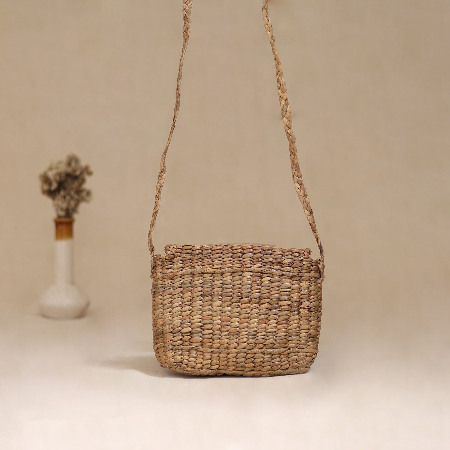 Handcrafted Natural Water Hyacinth Hand Embroidered Sling Bag 09