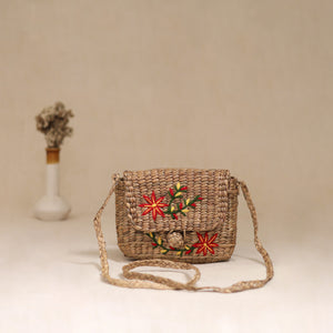 Handcrafted Natural Water Hyacinth Hand Embroidered Sling Bag 09