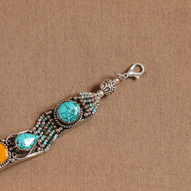 Blue - ethnic tribal tibetan metal bracelet from himalaya
