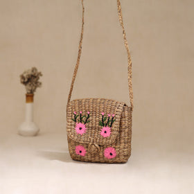 Handcrafted Natural Water Hyacinth Hand Embroidered Sling Bag 10