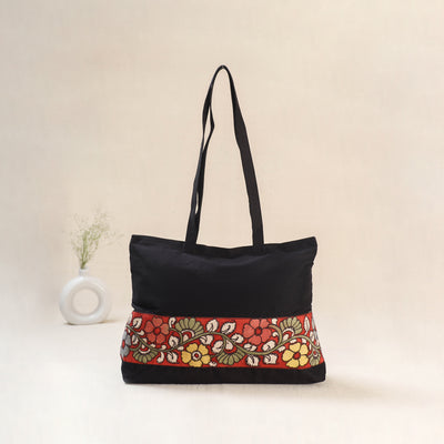 Black - Srikalahasti Kalamkari Handpainted Shoulder Bag 20