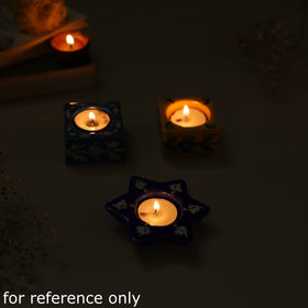 Original Blue Pottery Ceramic Tealight Candle Holder