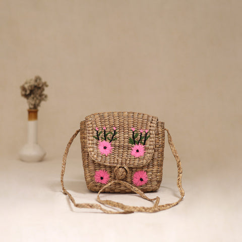 Handcrafted Natural Water Hyacinth Hand Embroidered Sling Bag 10