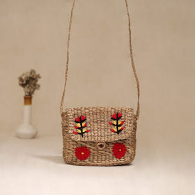 Handcrafted Natural Water Hyacinth Hand Embroidered Sling Bag 11