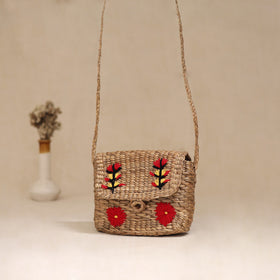 Handcrafted Natural Water Hyacinth Hand Embroidered Sling Bag 11
