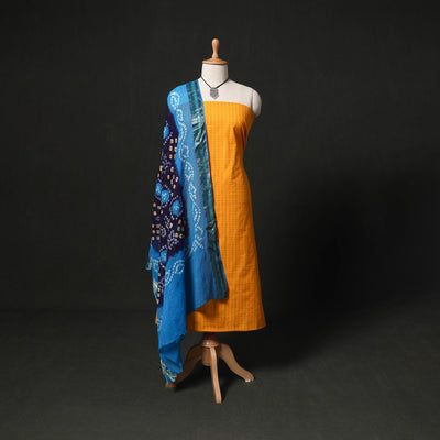 Jacquard Woven 2pc Cotton Unstitched Dress Material Kurta Set with Jewellery 20