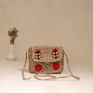 Handcrafted Natural Water Hyacinth Hand Embroidered Sling Bag 11