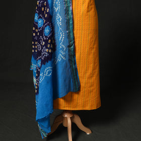 Jacquard Woven 2pc Cotton Unstitched Dress Material Kurta Set with Jewellery 20