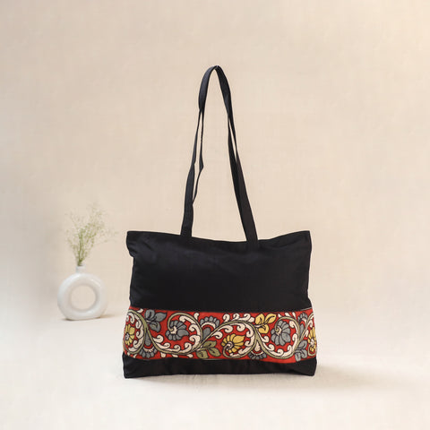 Black - Srikalahasti Kalamkari Handpainted Shoulder Bag 22