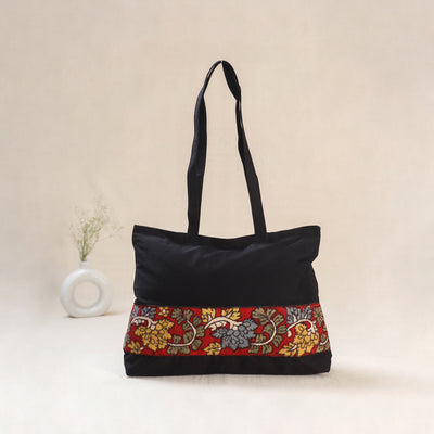 Black - Srikalahasti Kalamkari Handpainted Shoulder Bag 23